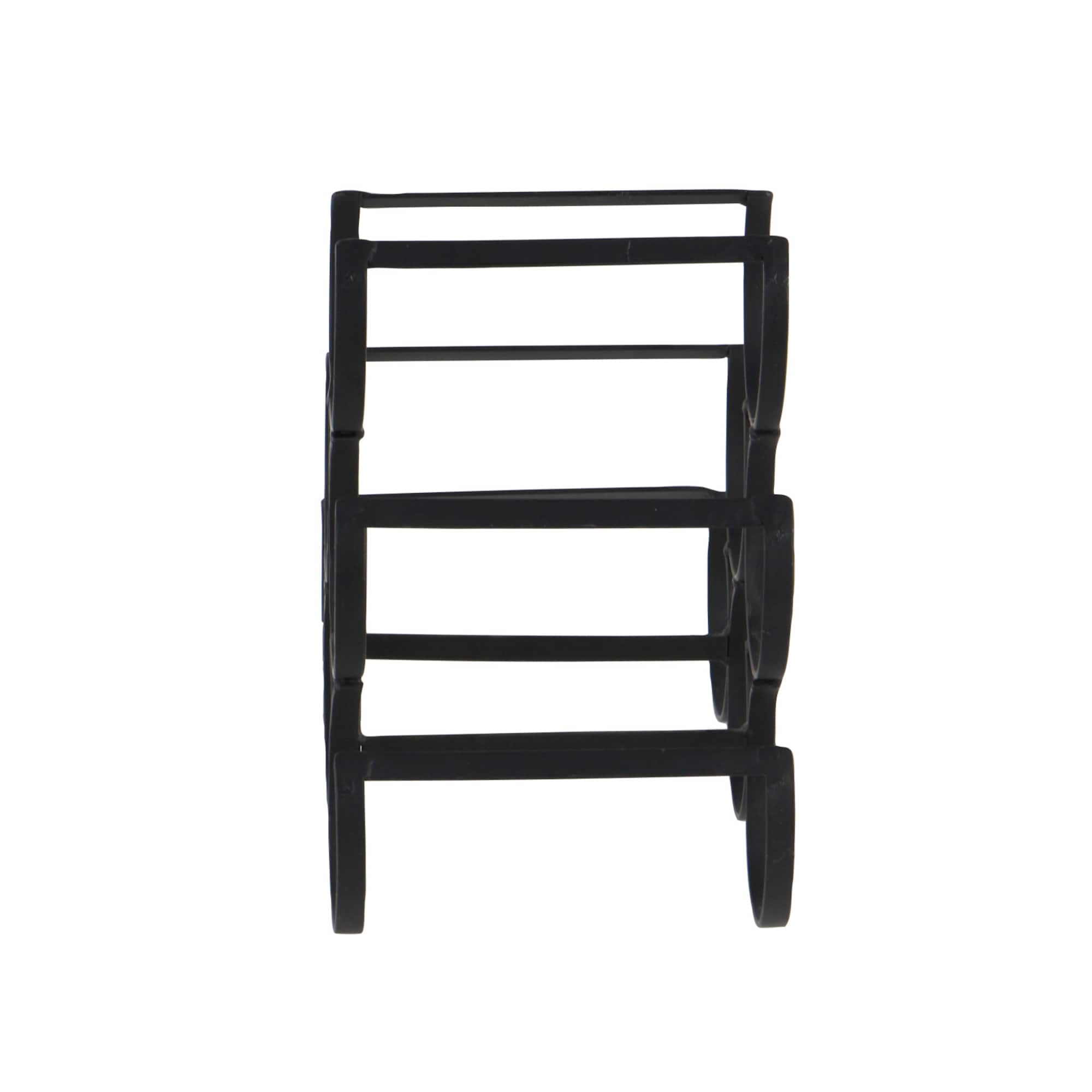 10" Black Metal Industrial Wine Holder Rack